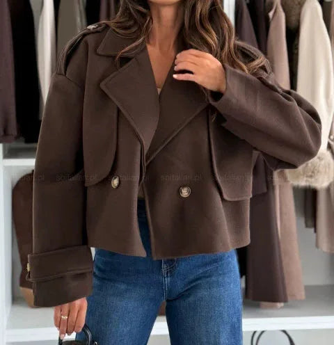 Fashion Solid Jacket For Women Casual Long Sleeve Turn-down Collar Button Jacket Coats Top Lady Office Streetwear Clothes Autumn