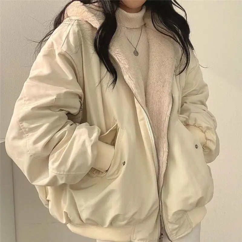 2 in 1 Reversible Winter Coat Women 2025, Fleece Lined Thick Hooded Puffer Jacket for Fall Winter