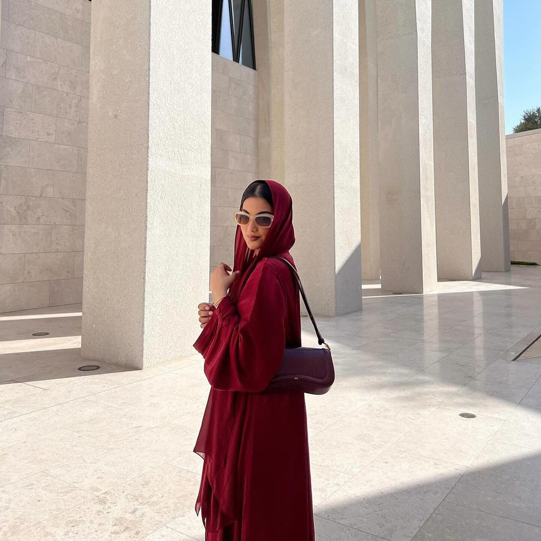 Eid Silky Abayas for Women Muslim Jalabiya Ramadan Robe Dress Button Sleeve Ramadan Caftan Party Dresses Vestido Largo Cardigan