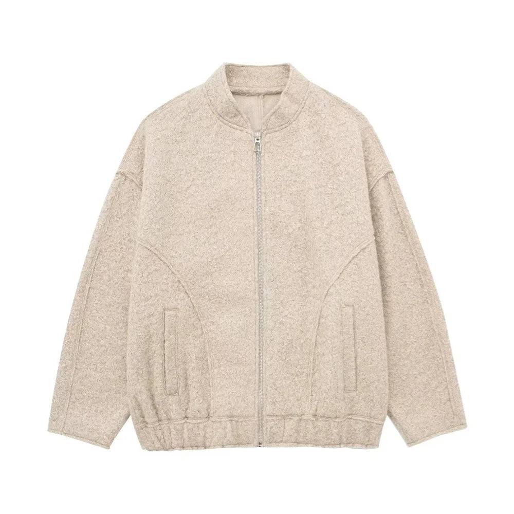 UNIZERA 2023 Autumn/Winter New Product Women's New Fashion Casual Loose Versatile Zipper Pilot Jacket Coat