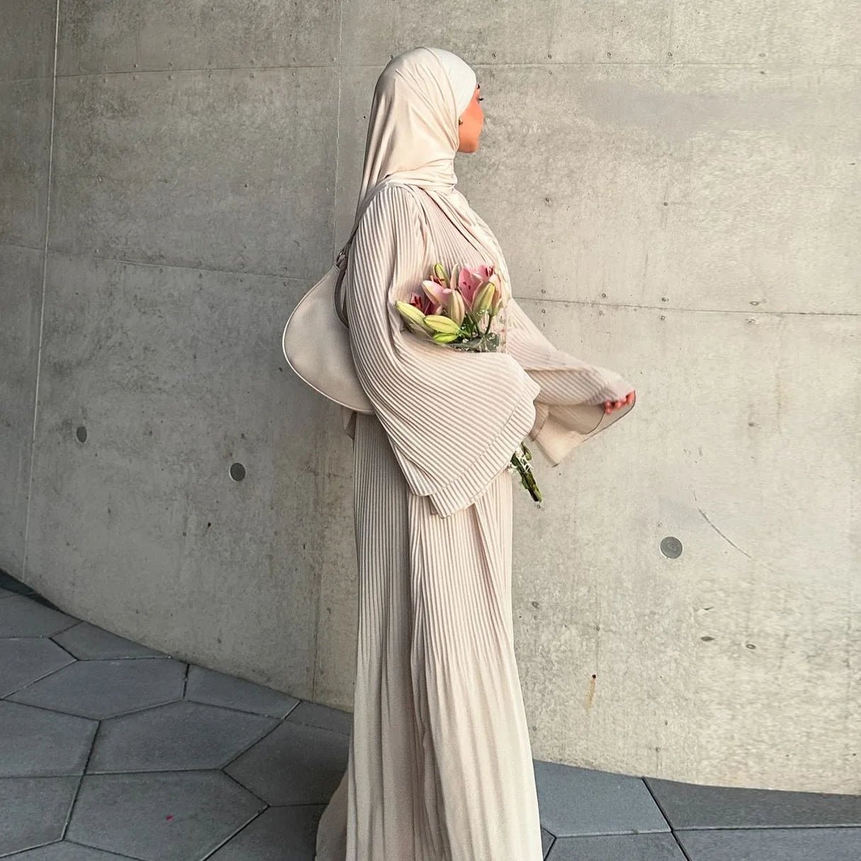 Eid Muslim Dress for Women Pleated Flare Sleeve Jalabiya Kaftan Islam Vestidos Arab Long Robe Ramadan Morocco Dubai Abayas 2024