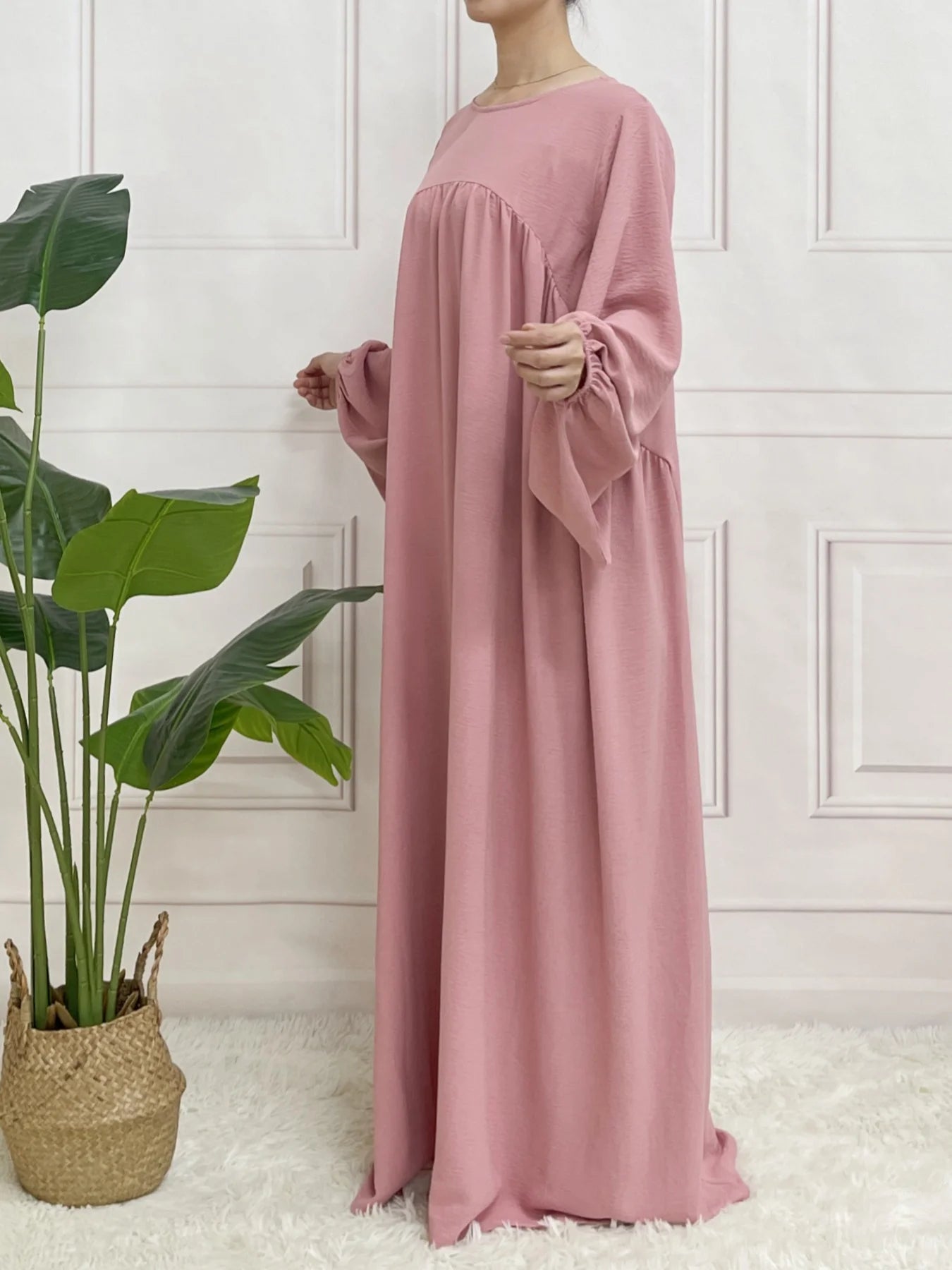 Ballseelve Abaya Modesty LongSleeve Cute Dress Muslim Soft Summer For Women
