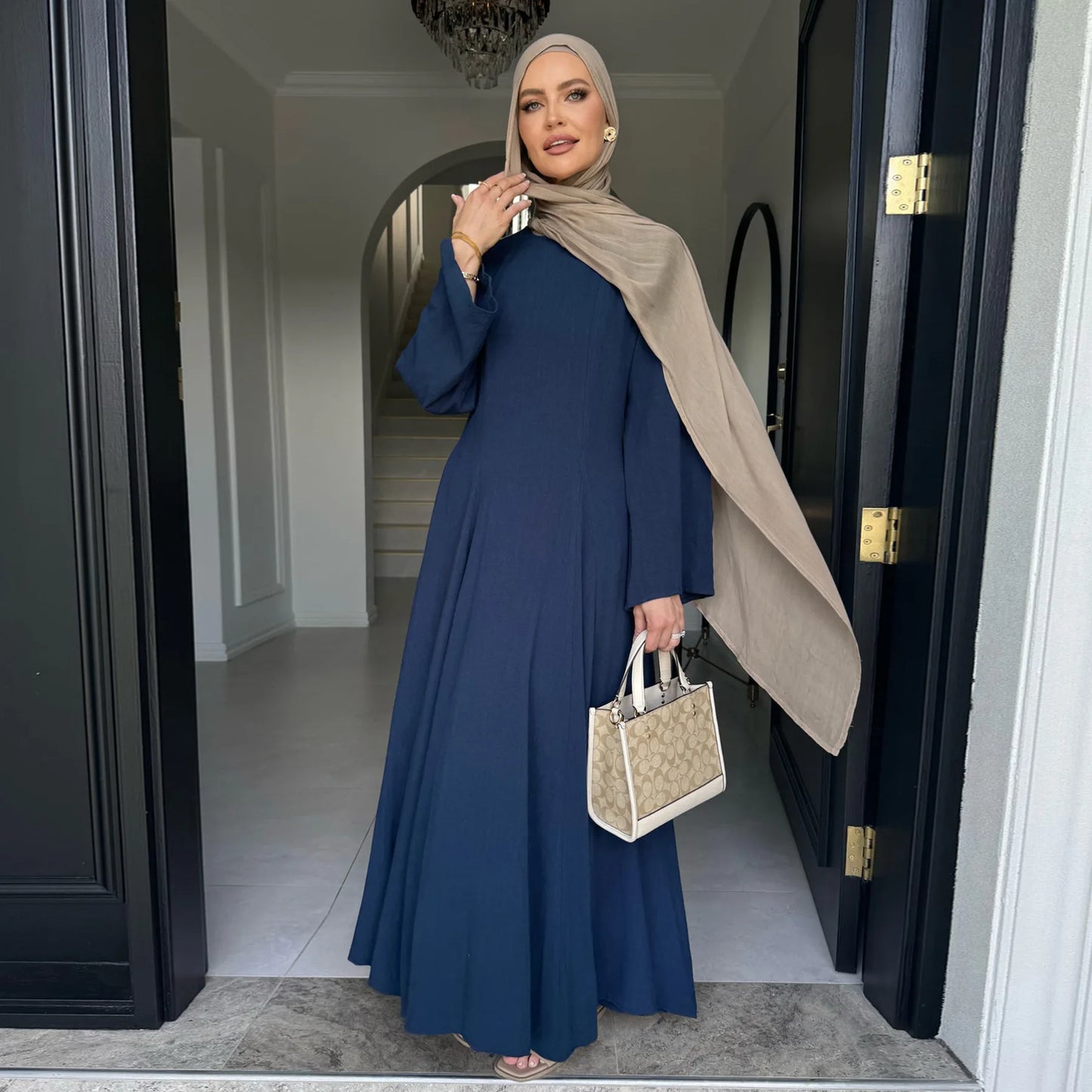 2025 Summer Arabic Muslim Women Modest Dress Eid Dubai Plain Abaya Islam Party Outfit Elegant Holiday Dresses Turkey Kaftan Robe