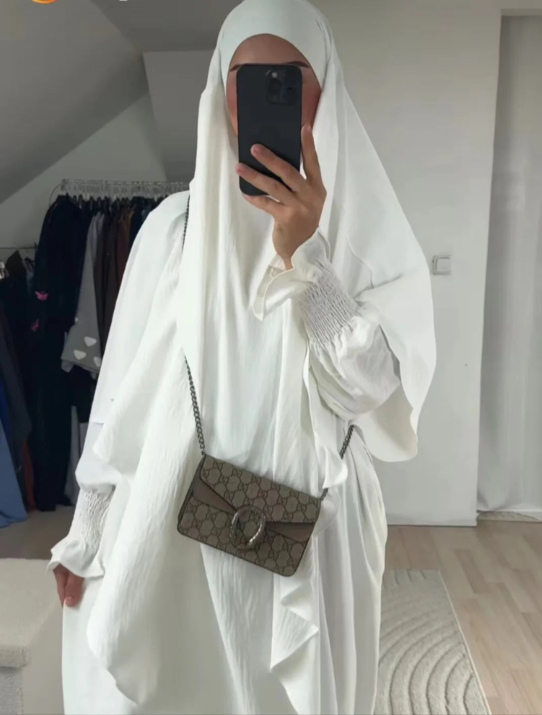 2 Pcs Muslim Set  New Sweet Solid Color Long Dress+Single Layer Shawl Suit  Abaya and Khimar Set Jilbab 2 Pcs Ramadan Long Hijab