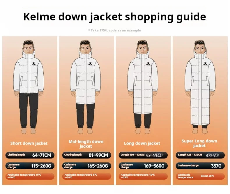 Kelme Sports Down Jacket Women's Long Winter Coat Thick Warm Cotton Jacket Windproof And Snow Proof Coat