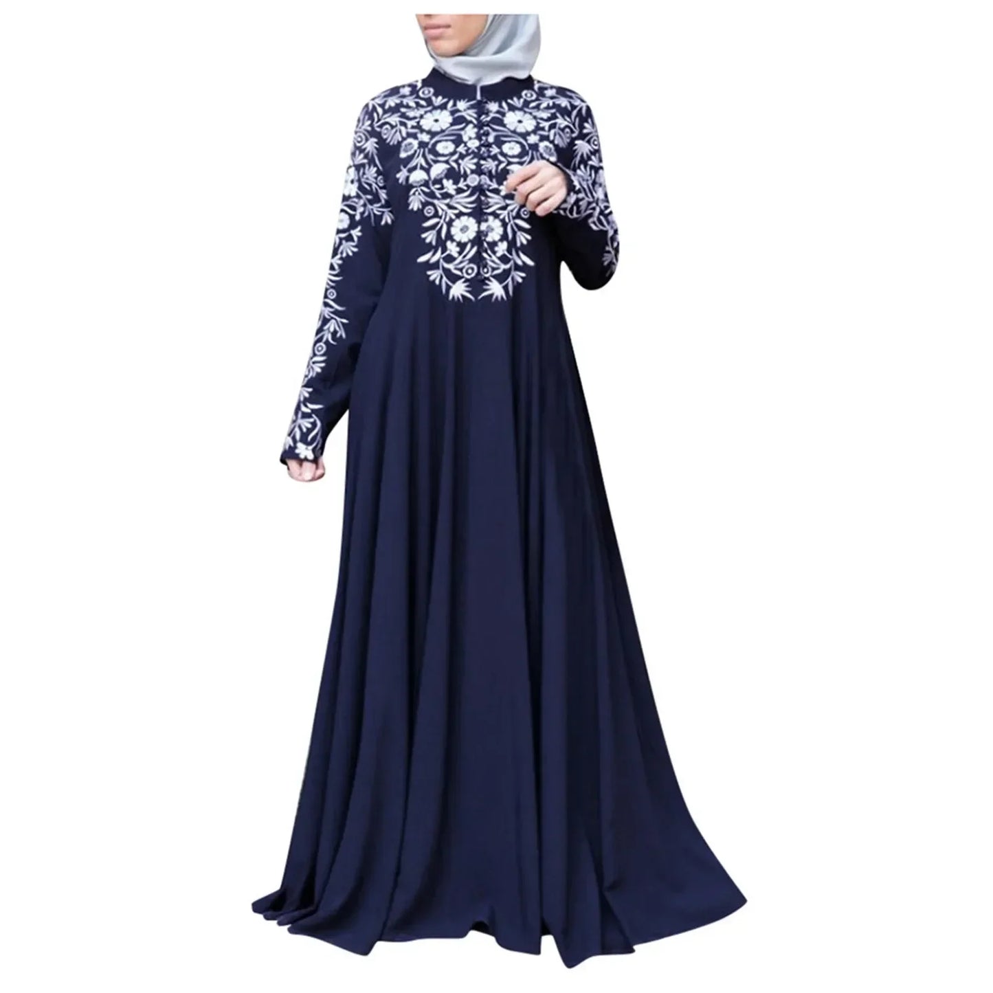 Plus Size Muslim Women Kaftan Dress Abaya Ethnic Style Long Sleeve Islamic Clothing Dubai Saudi Black Robe Turkish Modesty S-3XL