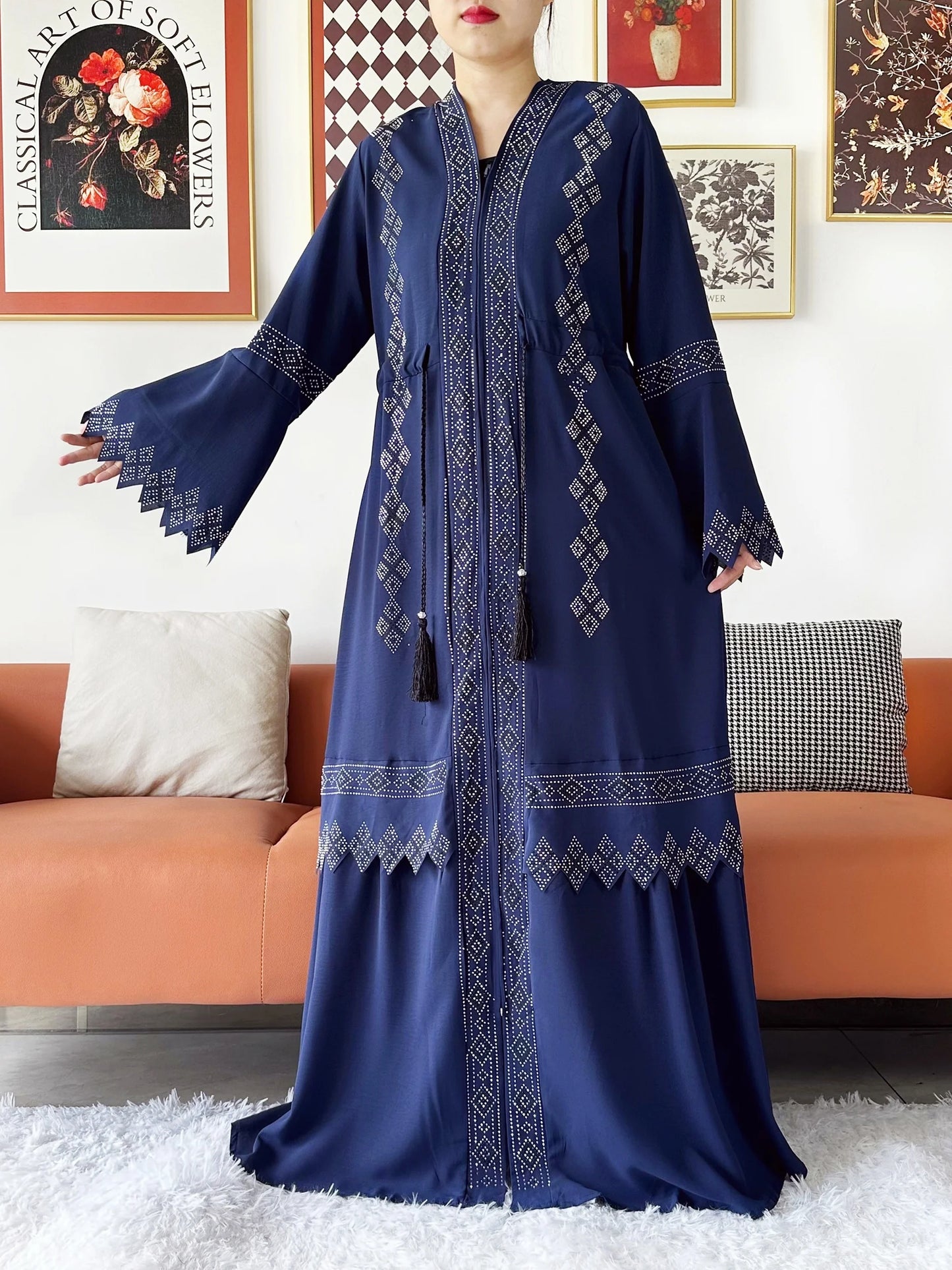 Laxury Design New Women Elegant Dress Chiffon Open Abaya Muslim Women Dress Islamic Clothing Cardigan Abaya Women Muslim Dress