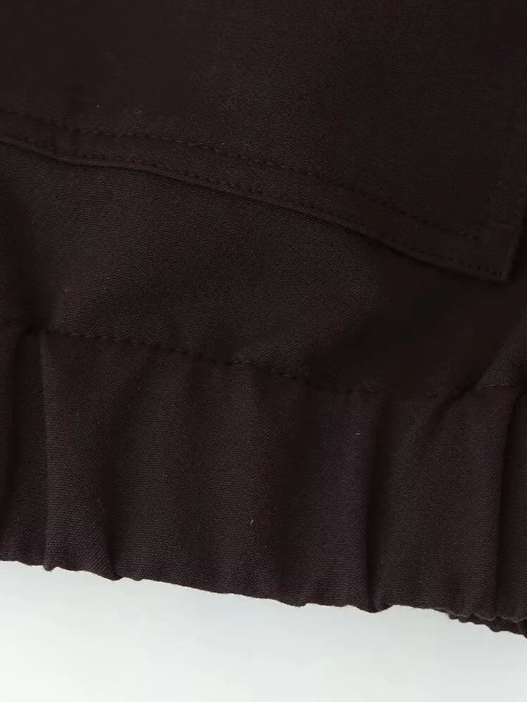 European and American style autumn new fashion trend women's clothing lapel loose pocket long sleeve jacket