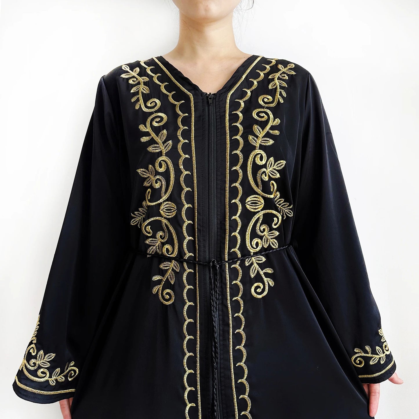 2025 New Elegant Women Abaya Long Sleeve Chiffon Loose Open Abaya Muslim Islamic Clothing Cardigan Style for Special Occasions