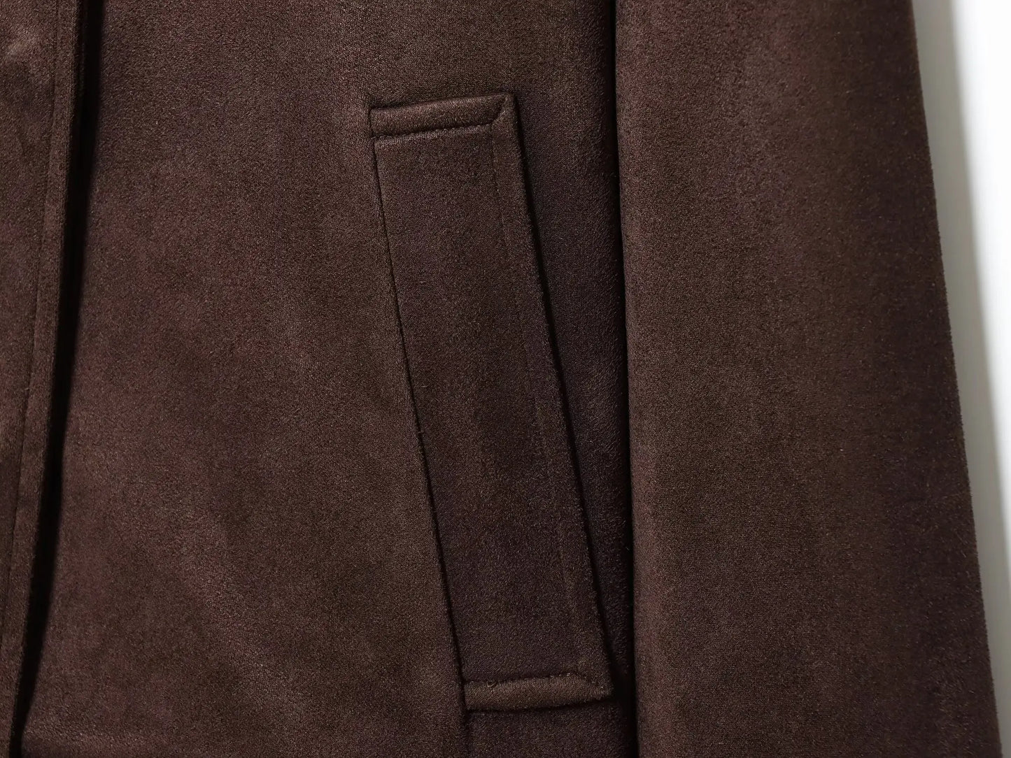 HH Women Autumn Fashion Versatile Suede Blend Lapel Long Sleeves Pockets Jacket Female Elegant High Street Zipper Slim Coats