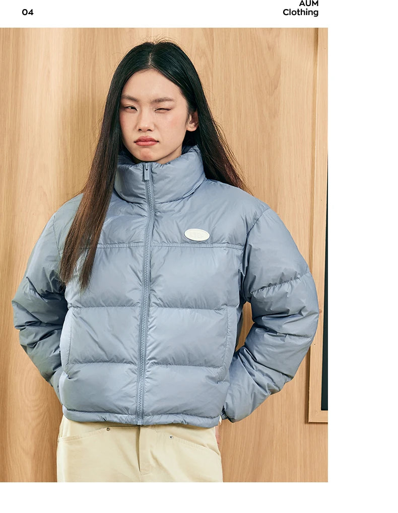 Xtep Down Jacket For Women 2024 Winter Soft Zip-up Short Water Resistence Coat Keep Warm Sporty Stand Collar Tops 876428190061