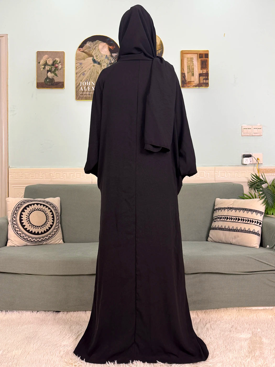 Muslim Abaya Ramadan 2025 For Women Pure Cotton Loose Prayer Femme Robe Elastic Cuffs African Dress With Connected Hijabs Scarf