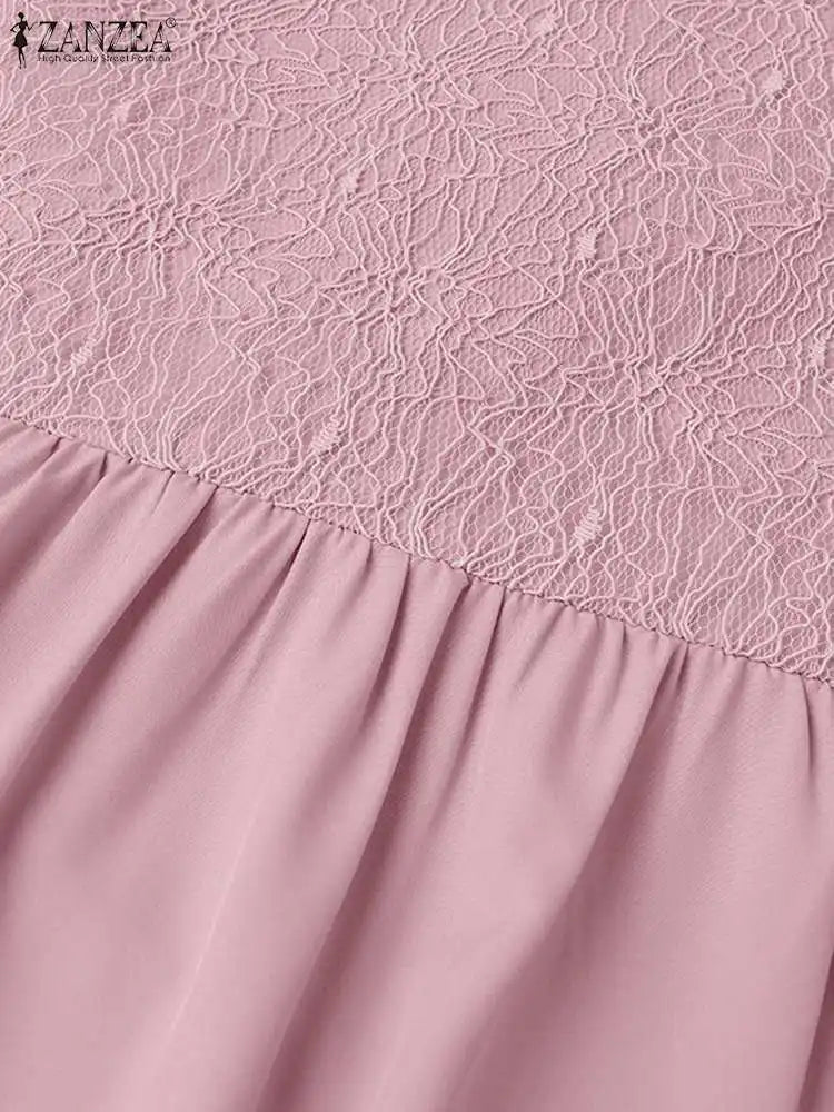 ZANZEA Elegant Women Autumn Long Sleeve Muslim Abaya Hijab Sundress IsIamic Robe Femme Maxi Long Dresses Patchwork Vestidos 2024