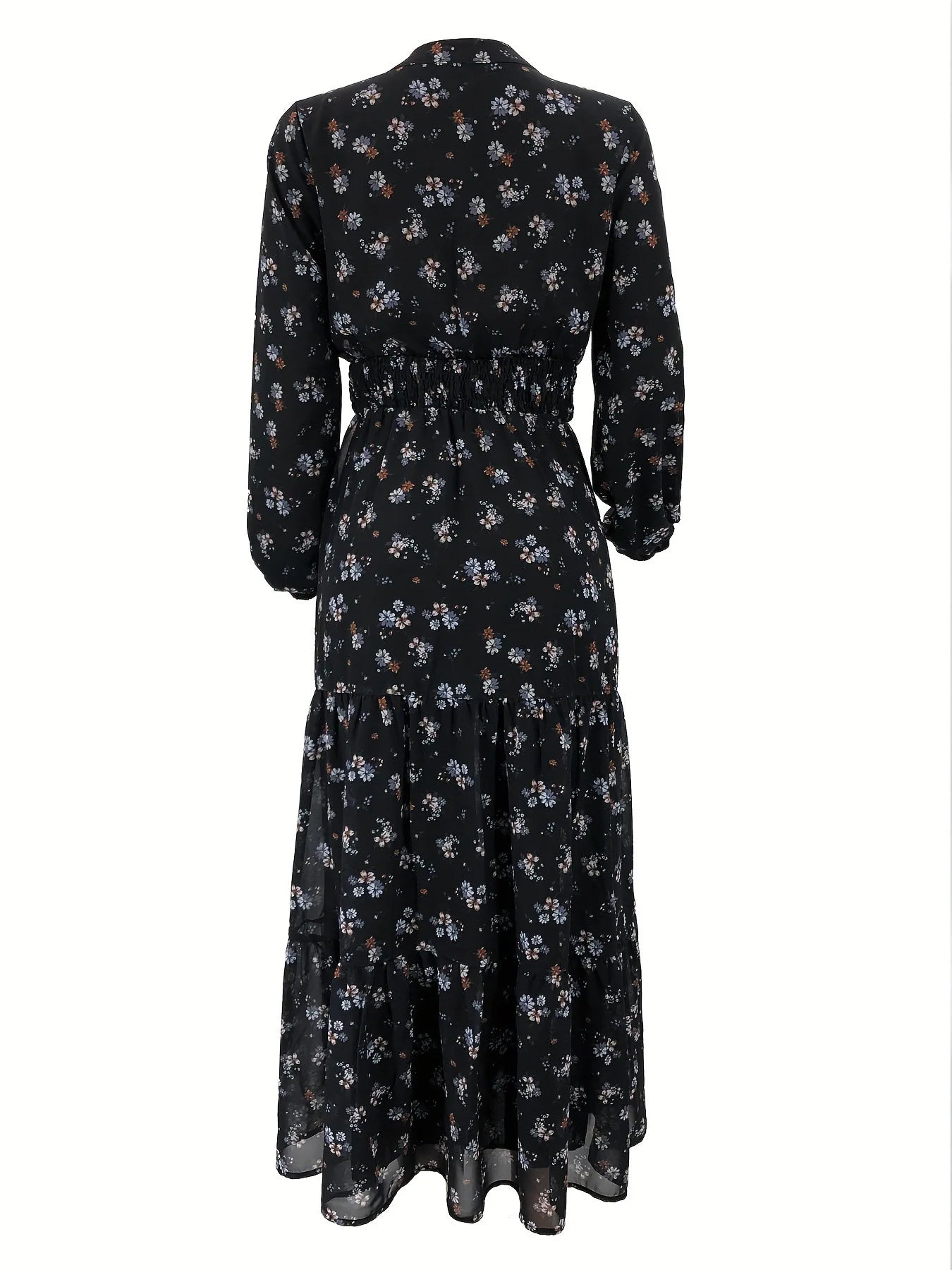 Fashion Muslim Chiffon Flowers Printing Dress High Waist Muslim Dress Abaya Woman Clothing Female Jalabiya