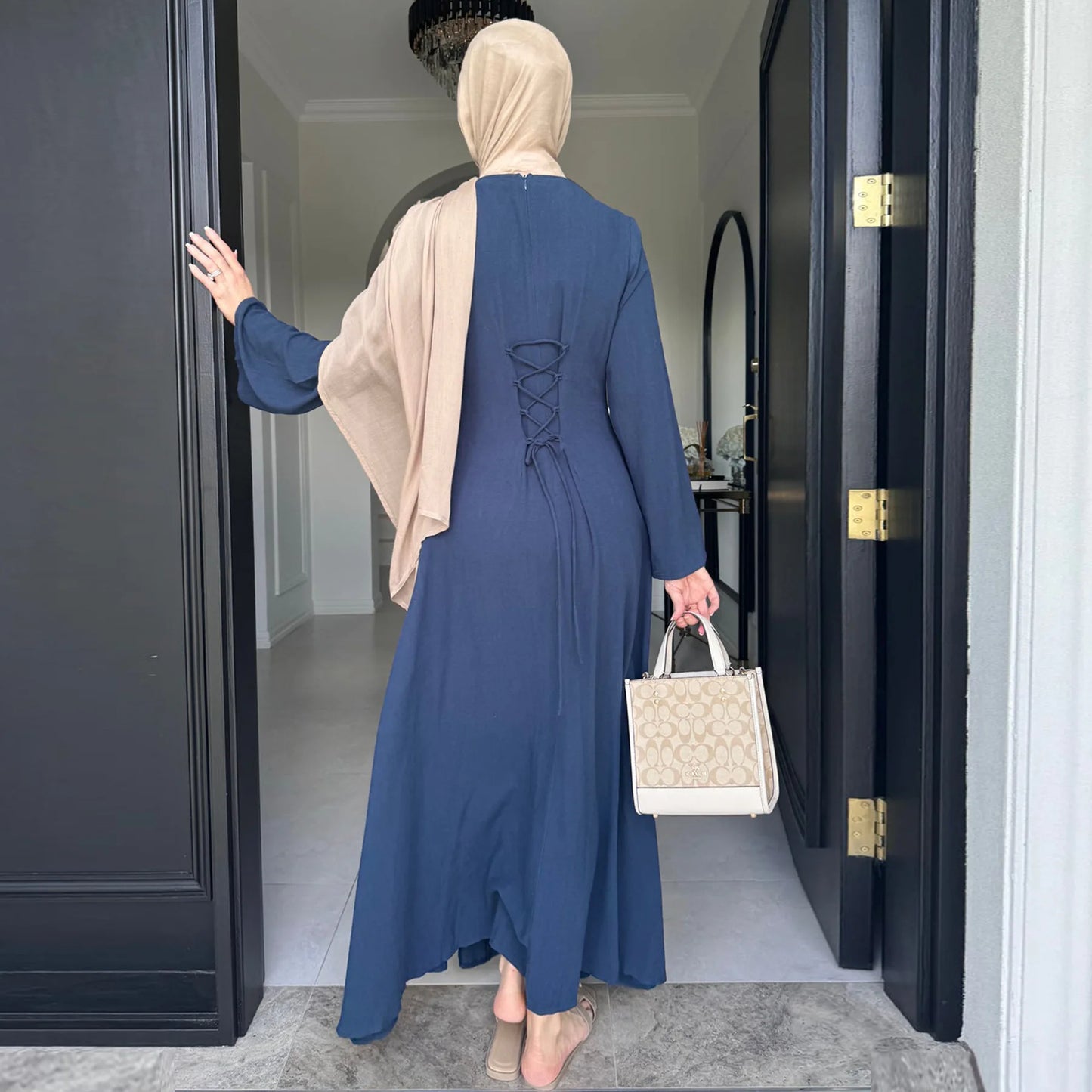 2025 Summer Arabic Muslim Women Modest Dress Eid Dubai Plain Abaya Islam Party Outfit Elegant Holiday Dresses Turkey Kaftan Robe
