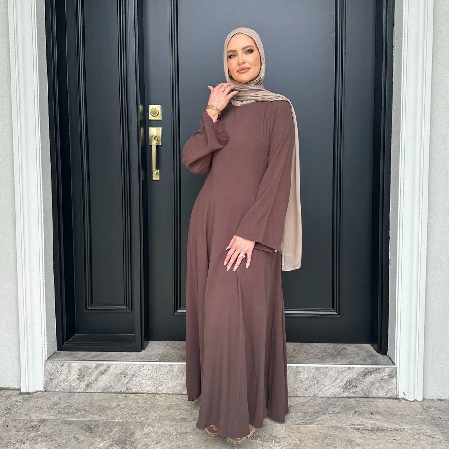 2025 Summer Arabic Muslim Women Modest Dress Eid Dubai Plain Abaya Islam Party Outfit Elegant Holiday Dresses Turkey Kaftan Robe