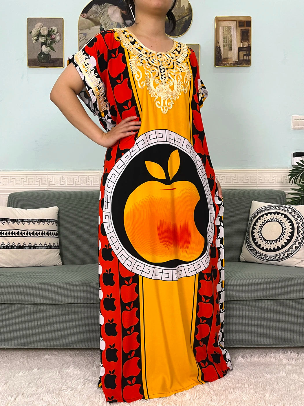 2024 Muslim Cotton Abayas For Women Appliques Printed Caftan Marocaine Femme Robe Boubou African Islam Dresses With Headscarf