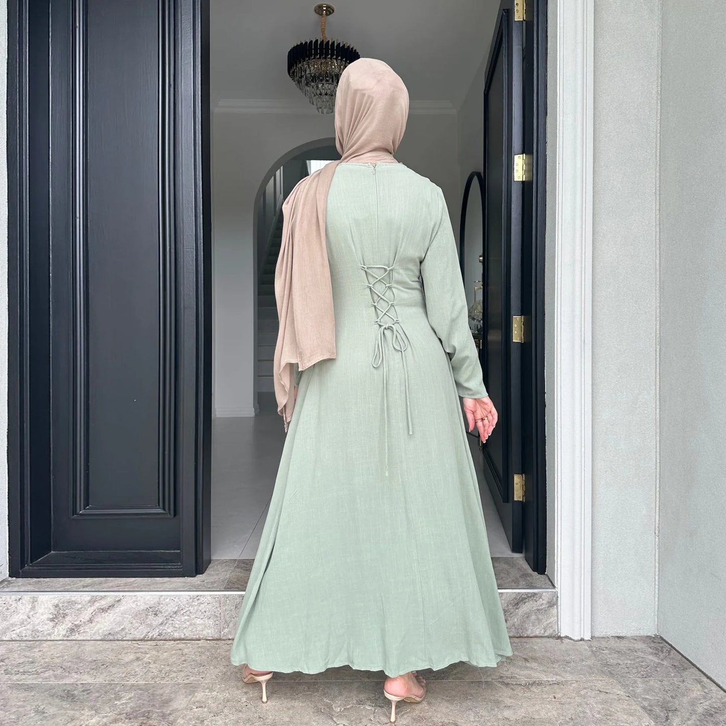 2025 Summer Arabic Muslim Women Modest Dress Eid Dubai Plain Abaya Islam Party Outfit Elegant Holiday Dresses Turkey Kaftan Robe