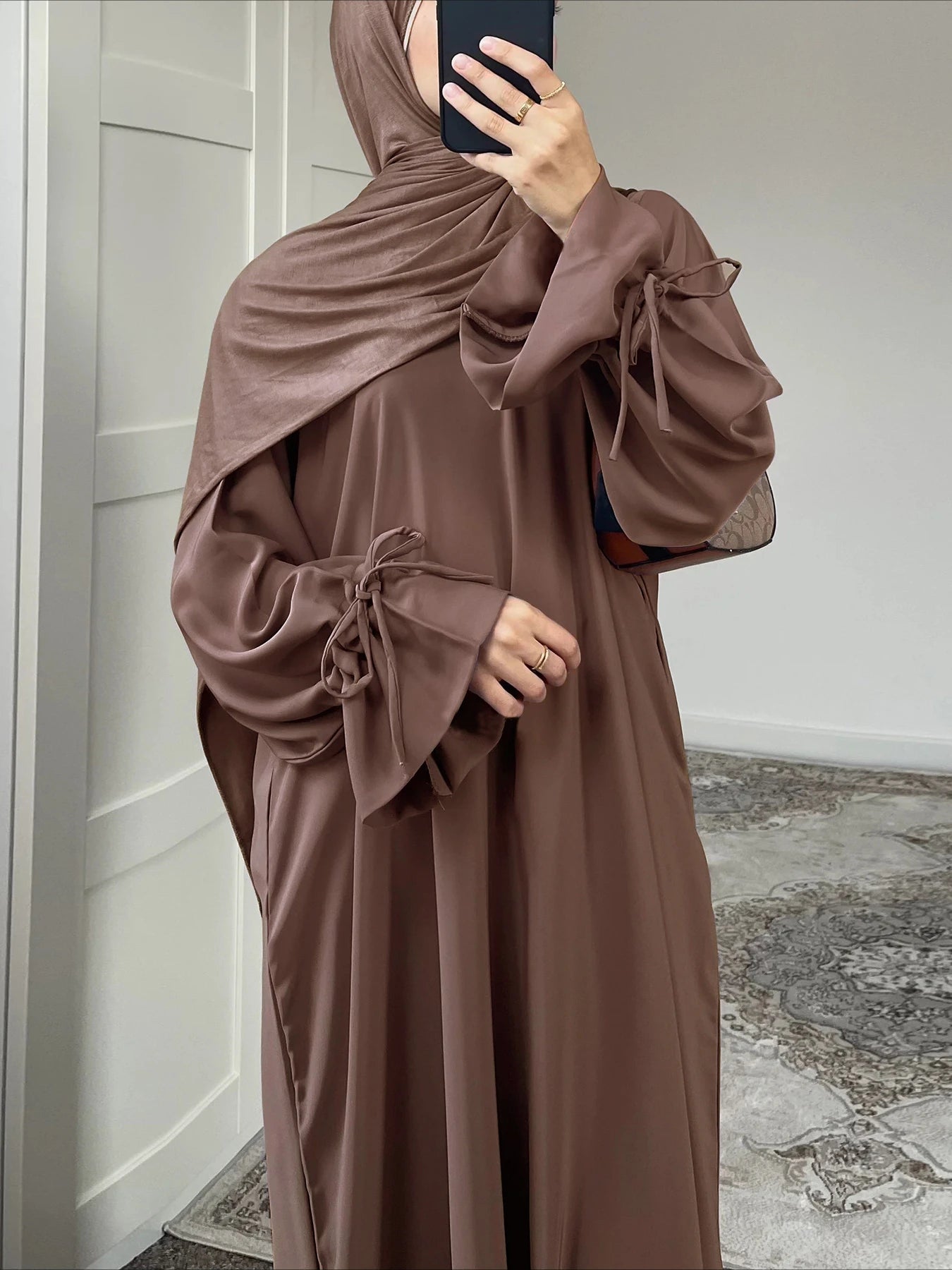 Eid Muslim Dress for Women Abaya Bow Jalabiya Ramadan Lace Up Vestidos Largos Islam Arab Long Robe Morocco Dubai Kaftan 2025