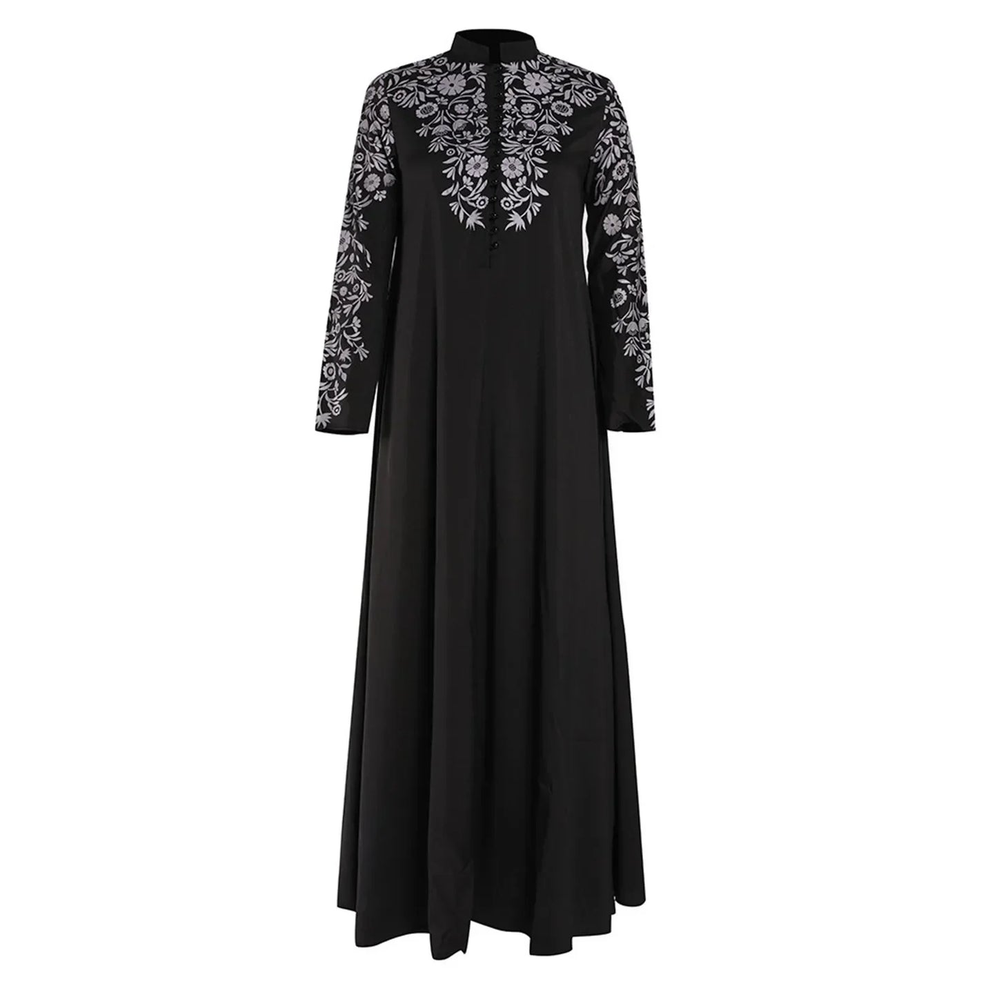 Plus Size Muslim Women Kaftan Dress Abaya Ethnic Style Long Sleeve Islamic Clothing Dubai Saudi Black Robe Turkish Modesty S-3XL