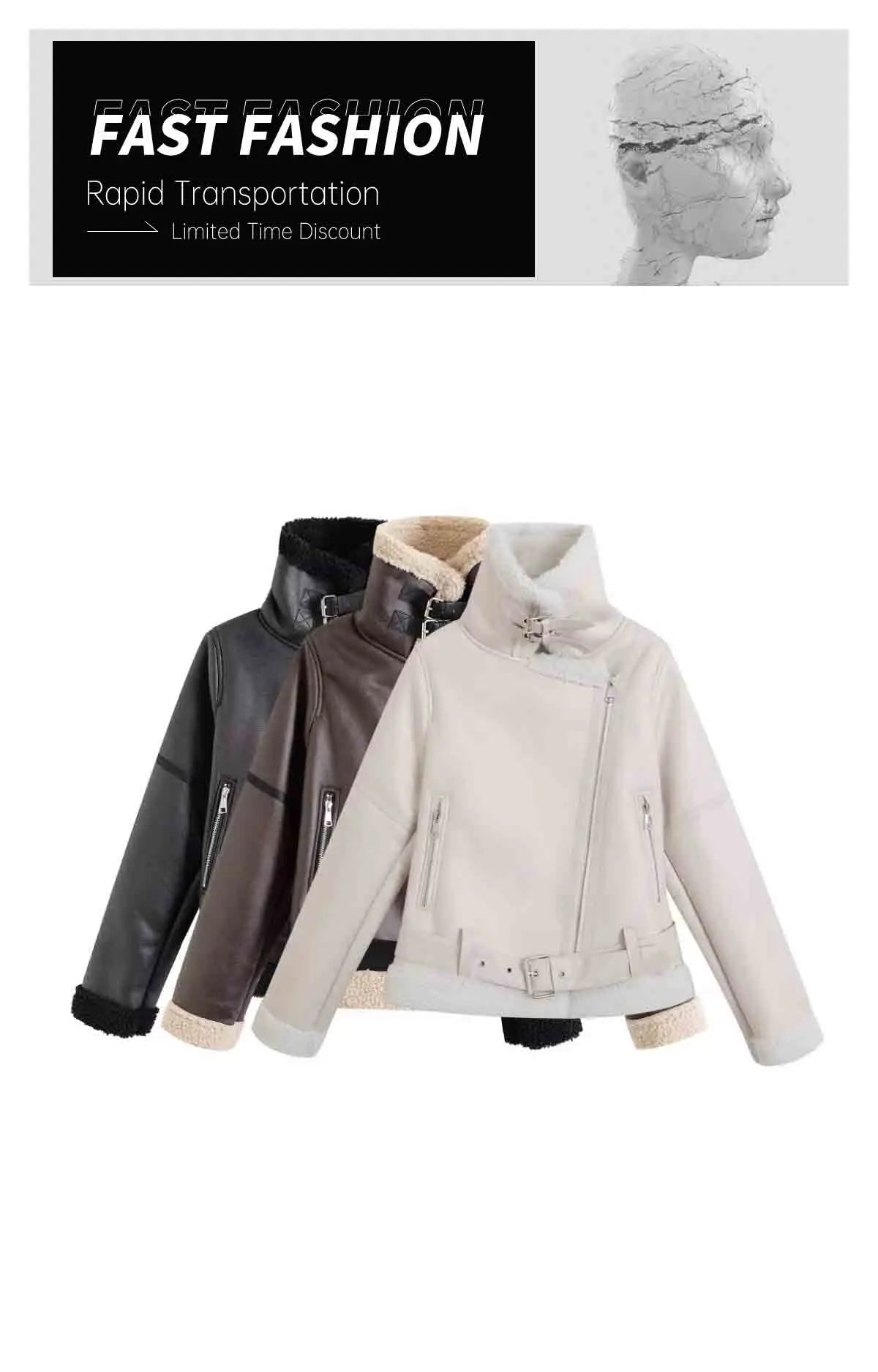 UNIZERA 2024 Autumn/Winter New Product Fashion Women's Wear Fur Integrated Coat Retro Motorcycle Jacket Top