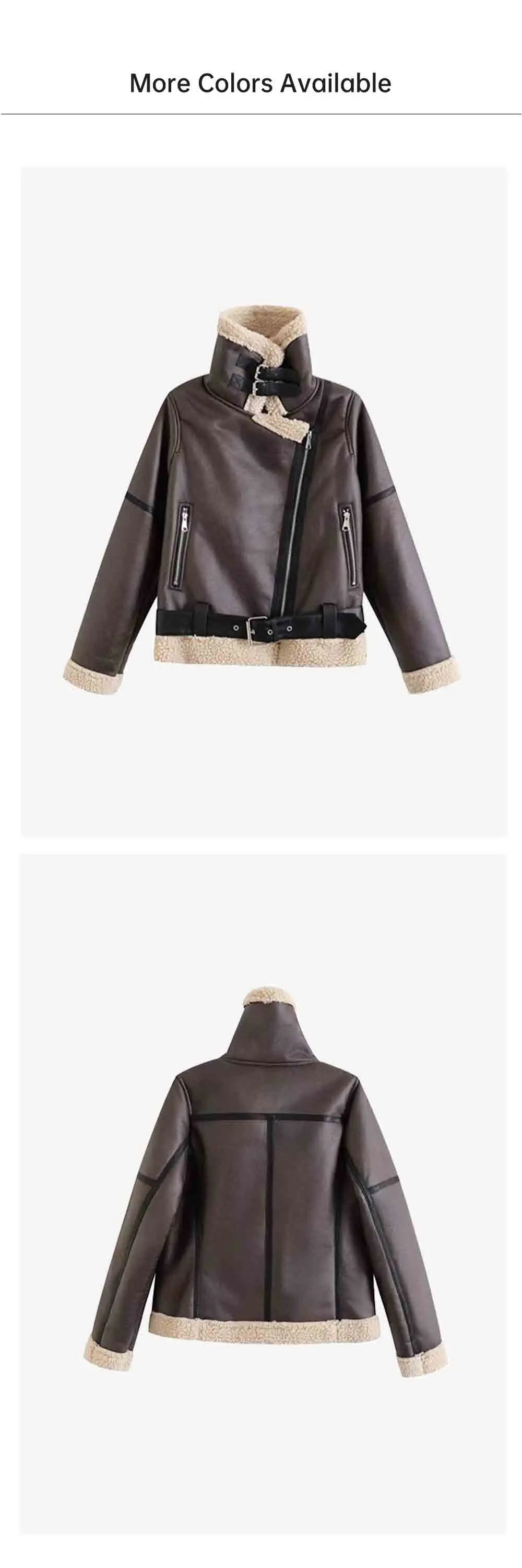 UNIZERA 2024 Autumn/Winter New Product Fashion Women's Wear Fur Integrated Coat Retro Motorcycle Jacket Top