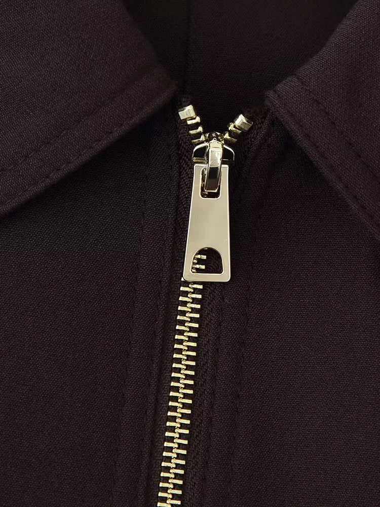 European and American style autumn new fashion trend women's clothing lapel loose pocket long sleeve jacket