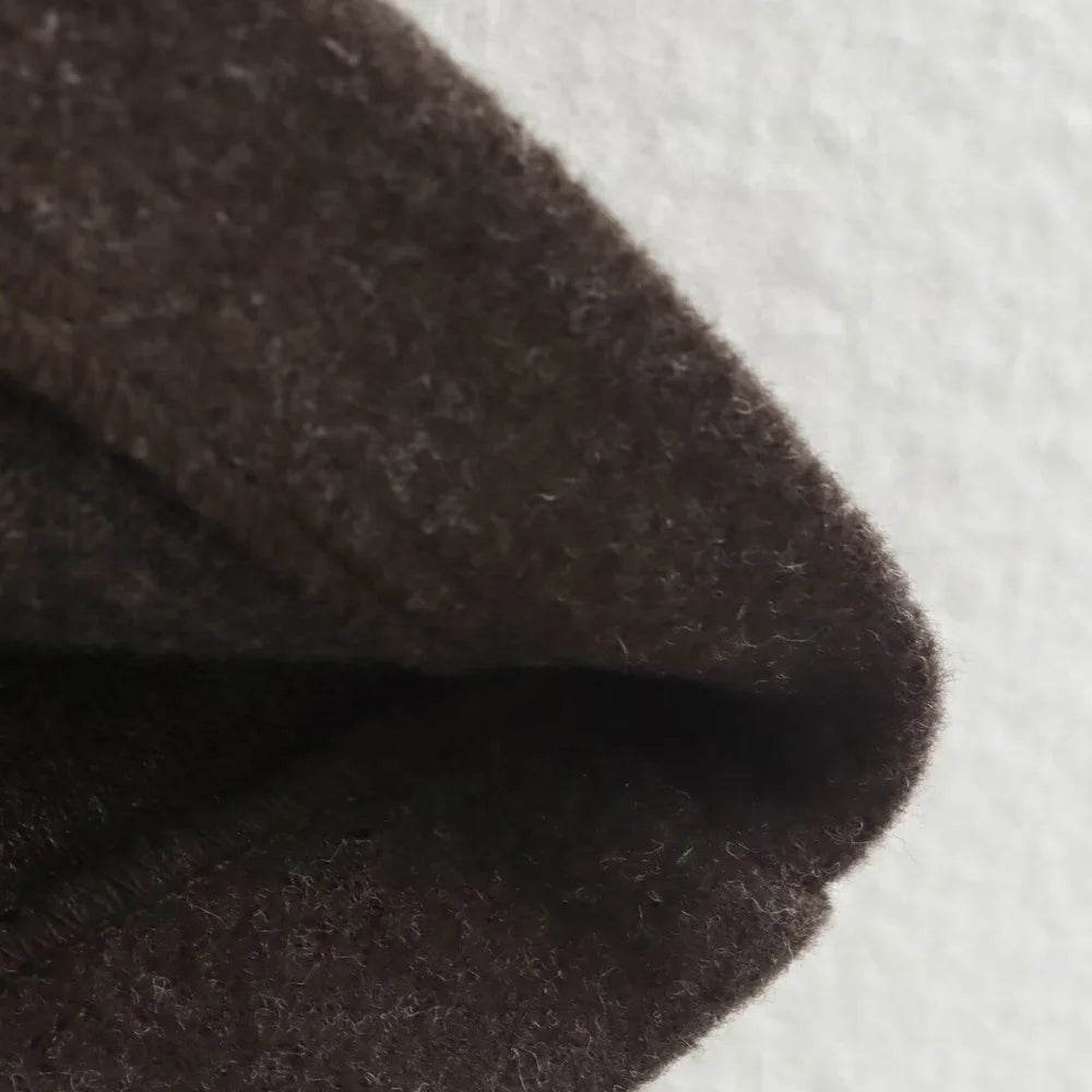 TRZA Women's Oversized Woolen Jacket Coat Long Sleeve Front Zipper Chic Outerwear with Pockets Fashion Top