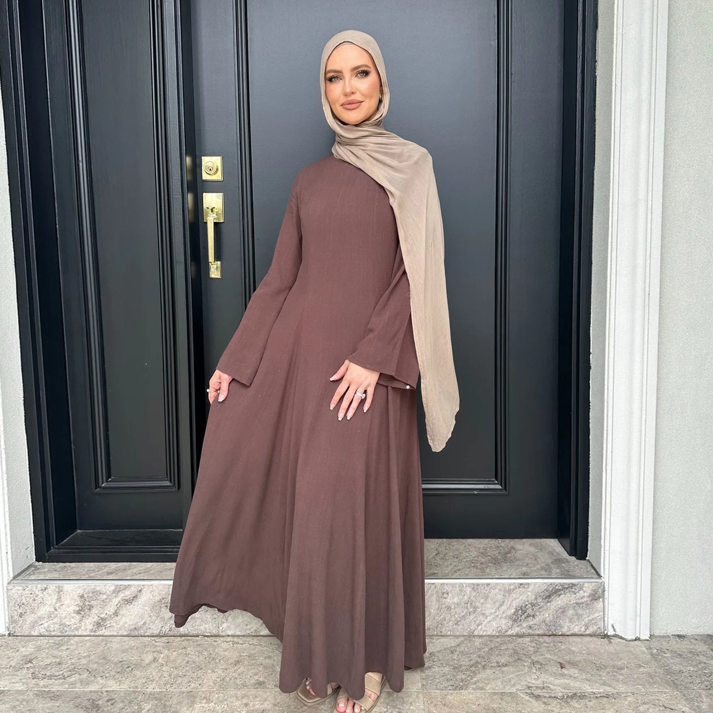 2025 Summer Arabic Muslim Women Modest Dress Eid Dubai Plain Abaya Islam Party Outfit Elegant Holiday Dresses Turkey Kaftan Robe