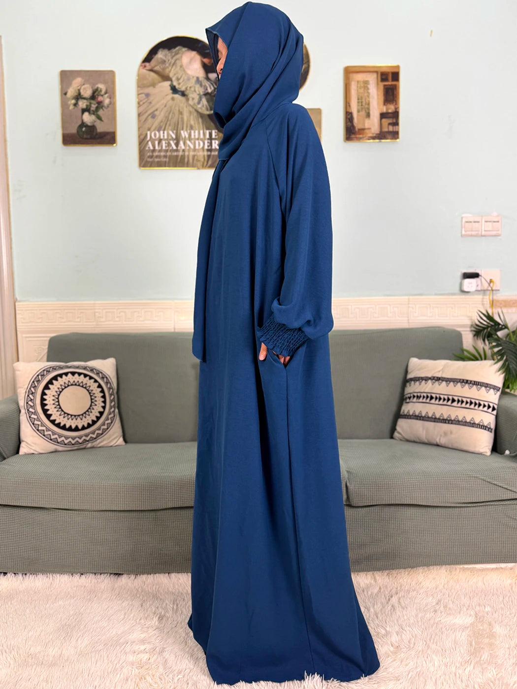 Muslim Abaya Ramadan 2025 For Women Pure Cotton Loose Prayer Femme Robe Elastic Cuffs African Dress With Connected Hijabs Scarf