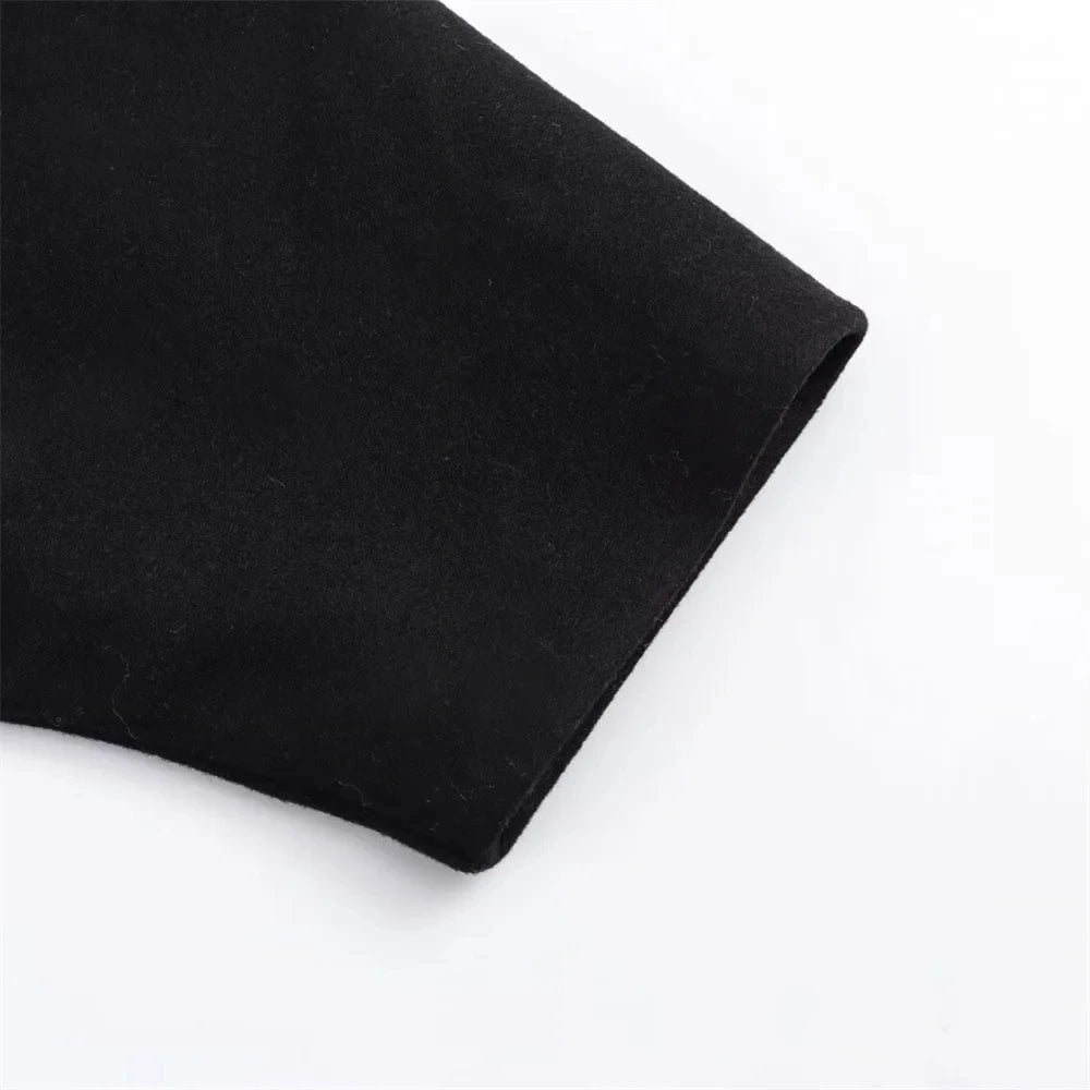 ZBZA Women's Oblique Button Loose Batwing Sleeve Jacket Coat Lapel Double Pocket Warm Solid Vintage Outerwear Fall Winter Coat