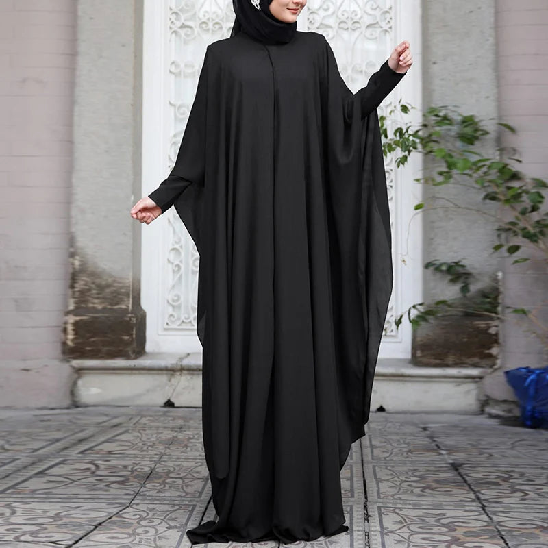 ZANZEA Women Chiffon Abaya Eid Mubarek Muslim Dresses Robe Long Sleeve Hijab Vestidos Fashion Abayas For Women Isamic Clothing