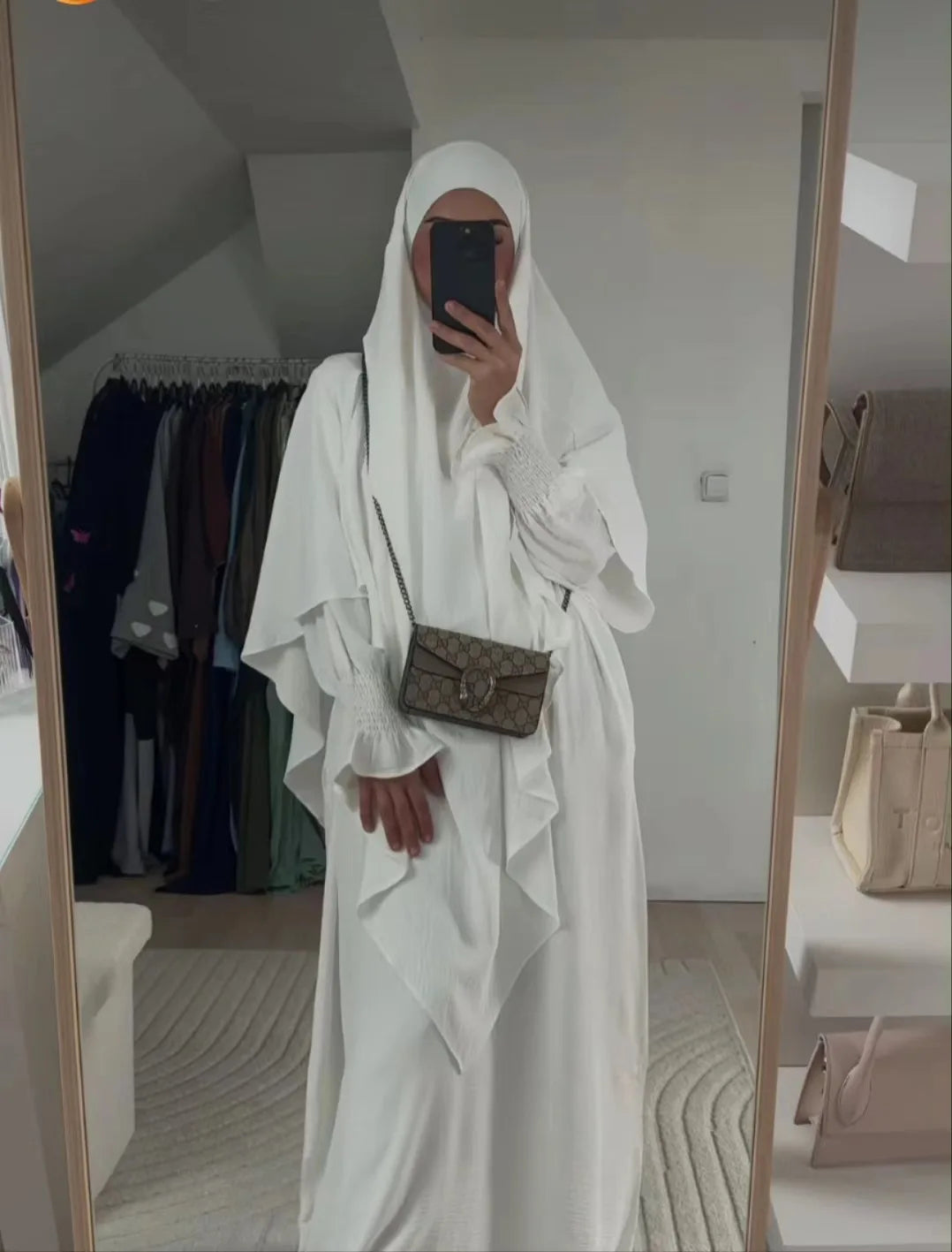 2 Pcs Muslim Set  New Sweet Solid Color Long Dress+Single Layer Shawl Suit  Abaya and Khimar Set Jilbab 2 Pcs Ramadan Long Hijab