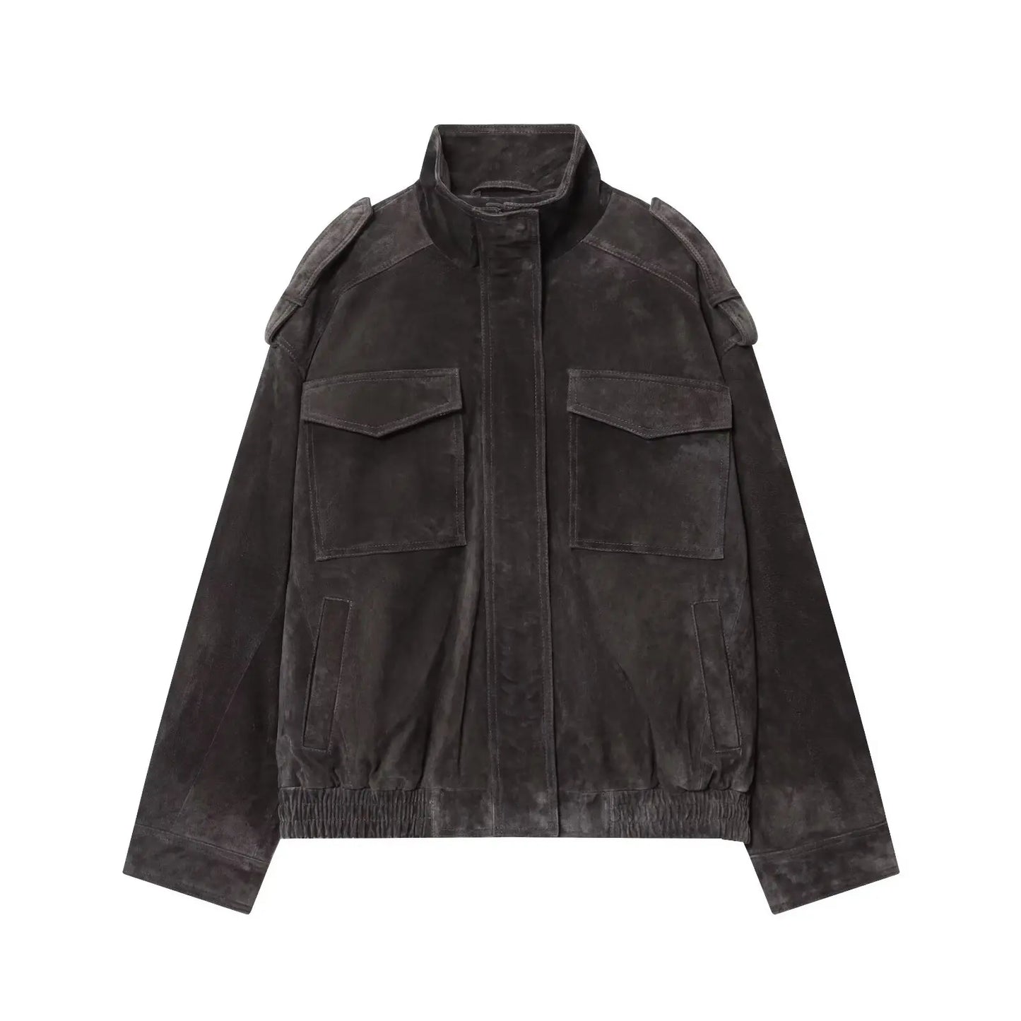 HH Women's New Fashion Long Sleeves Jackets Solid Turtleneck Pocket Decoration Zipper Female Autumn High Street Coats