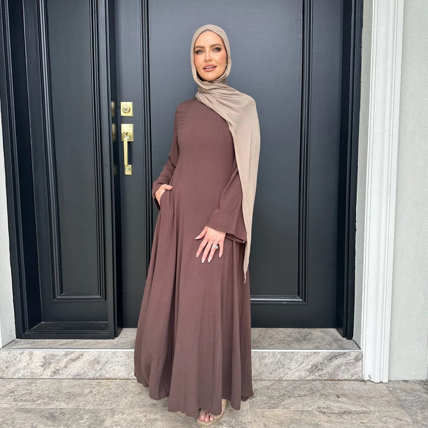 2025 Summer Arabic Muslim Women Modest Dress Eid Dubai Plain Abaya Islam Party Outfit Elegant Holiday Dresses Turkey Kaftan Robe