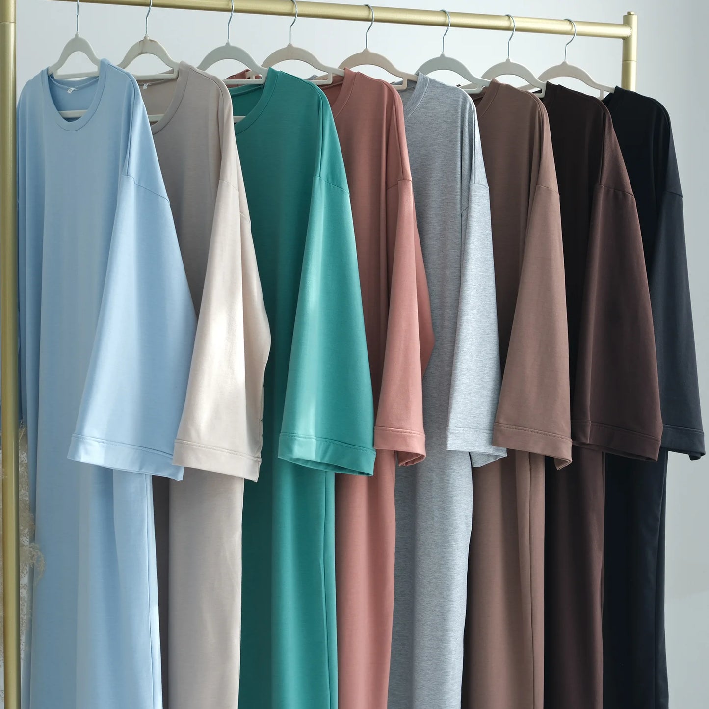 2024 New Modest Dress Solid Color Inner Dresses Muslim Women Dubai Abaya Eid Ramadan Islam Clothing Turkey Arabic Robe