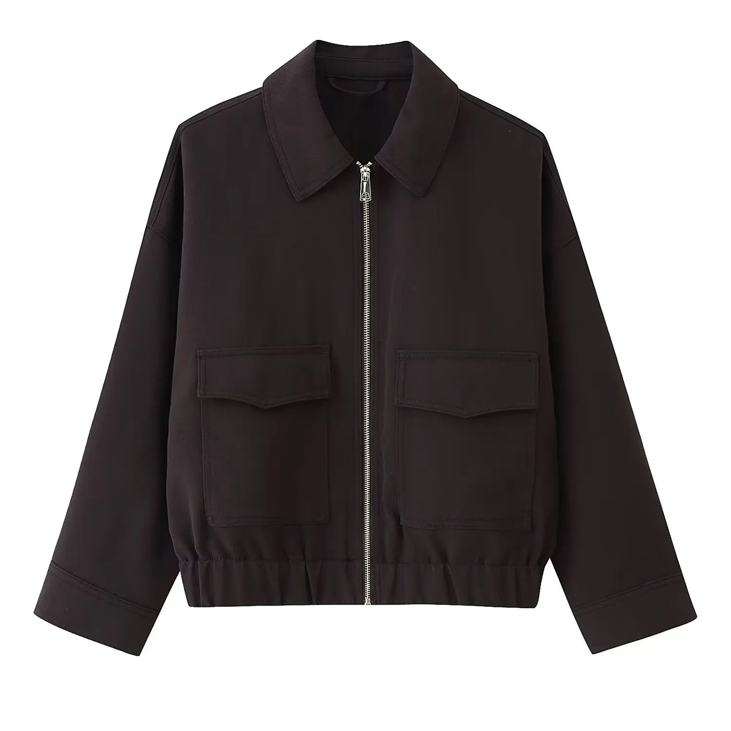 European and American style autumn new fashion trend women's clothing lapel loose pocket long sleeve jacket