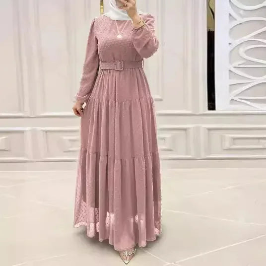 Long Robe Modest Muslim Women Abaya Sashes Dresses Jalabiya Eid Ramadan Morocco Dubai Saudi Kaftan Islam Vestidos Arab Abayas