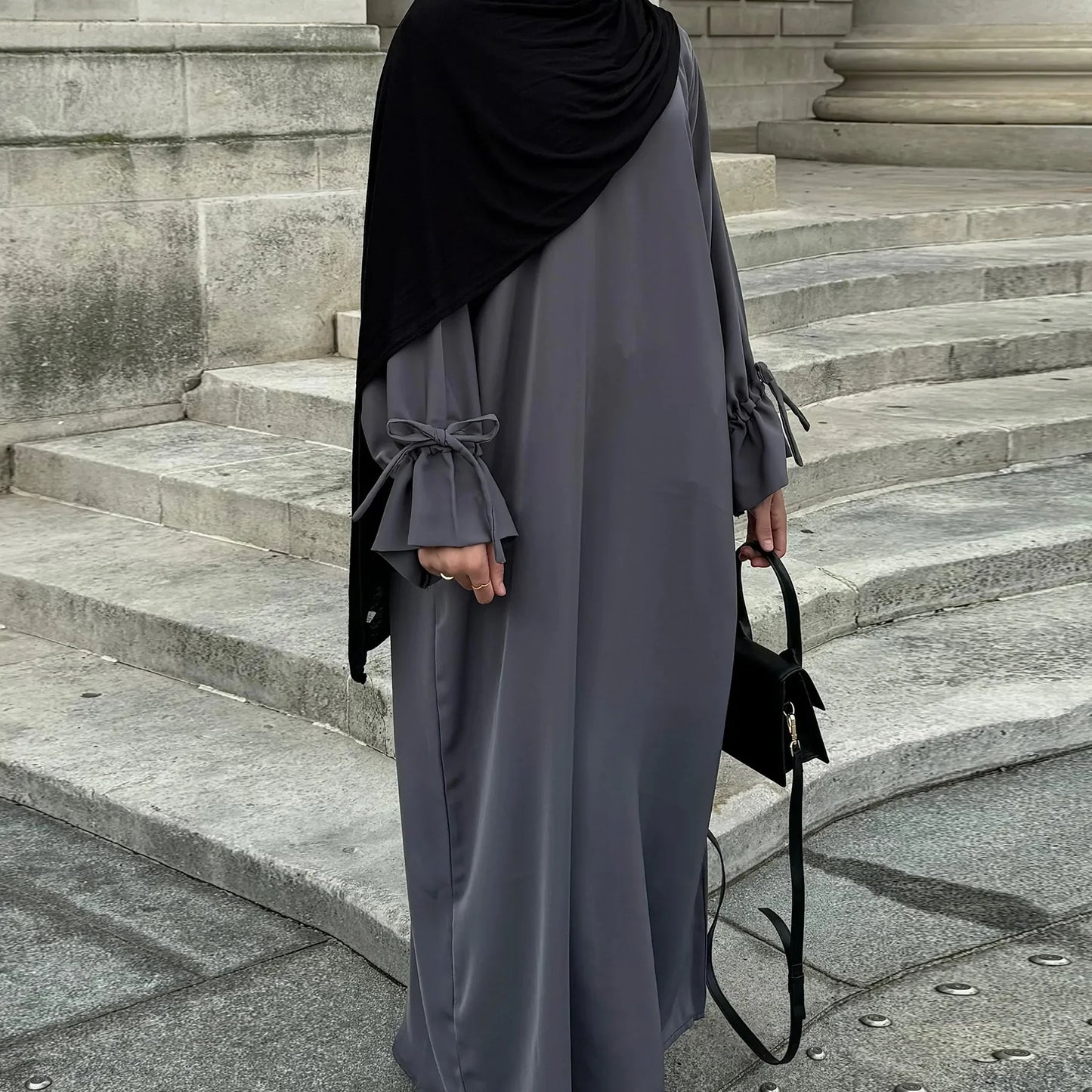 Eid Muslim Dress for Women Abaya Bow Jalabiya Ramadan Lace Up Vestidos Largos Islam Arab Long Robe Morocco Dubai Kaftan 2025
