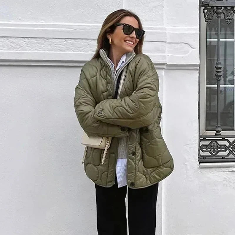 MUJER Black Quilted Jacket Women Padded Demi-season Jackets for Women Long Sleeve Winter Coat Female Outerwears Women's Jacket