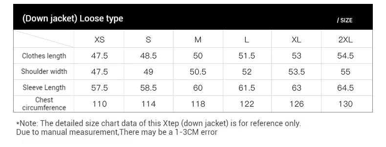 Xtep Down Jacket For Women 2024 Winter Soft Zip-up Short Water Resistence Coat Keep Warm Sporty Stand Collar Tops 876428190061
