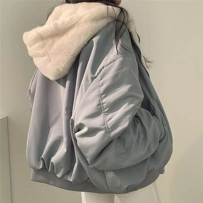 2 in 1 Reversible Winter Coat Women 2025, Fleece Lined Thick Hooded Puffer Jacket for Fall Winter