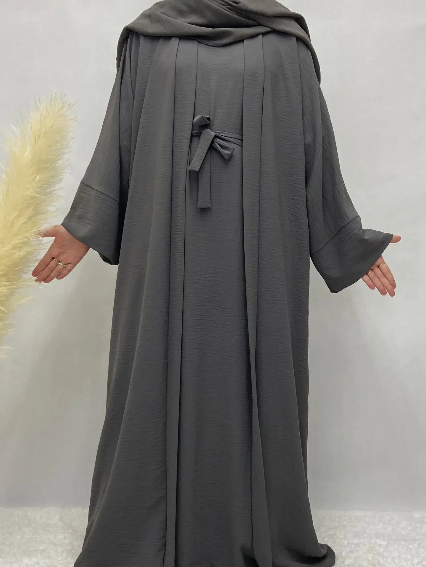 Turkish Solid Color Plus Size Abayas Kaftan Islamic Dress Dubai Moroccan Long Sleeve Skirt Loose Women Elegant Muslim Clothing