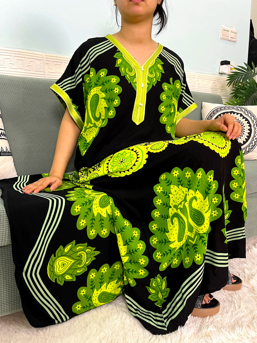 2024 Muslim Cotton Abayas For Women Appliques Printed Caftan Marocaine Femme Robe Boubou African Islam Dresses With Headscarf