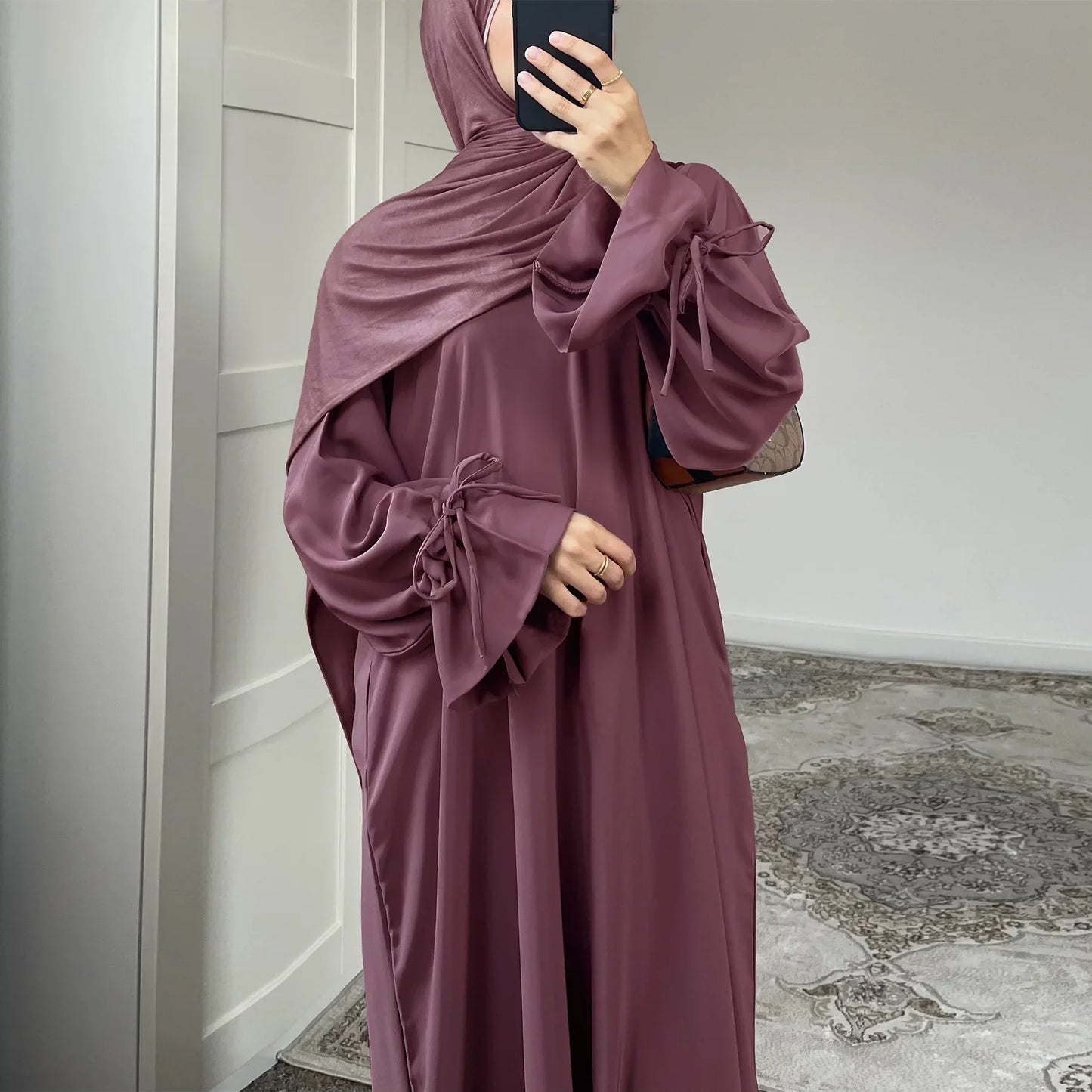 Eid Muslim Dress for Women Abaya Bow Jalabiya Ramadan Lace Up Vestidos Largos Islam Arab Long Robe Morocco Dubai Kaftan 2025