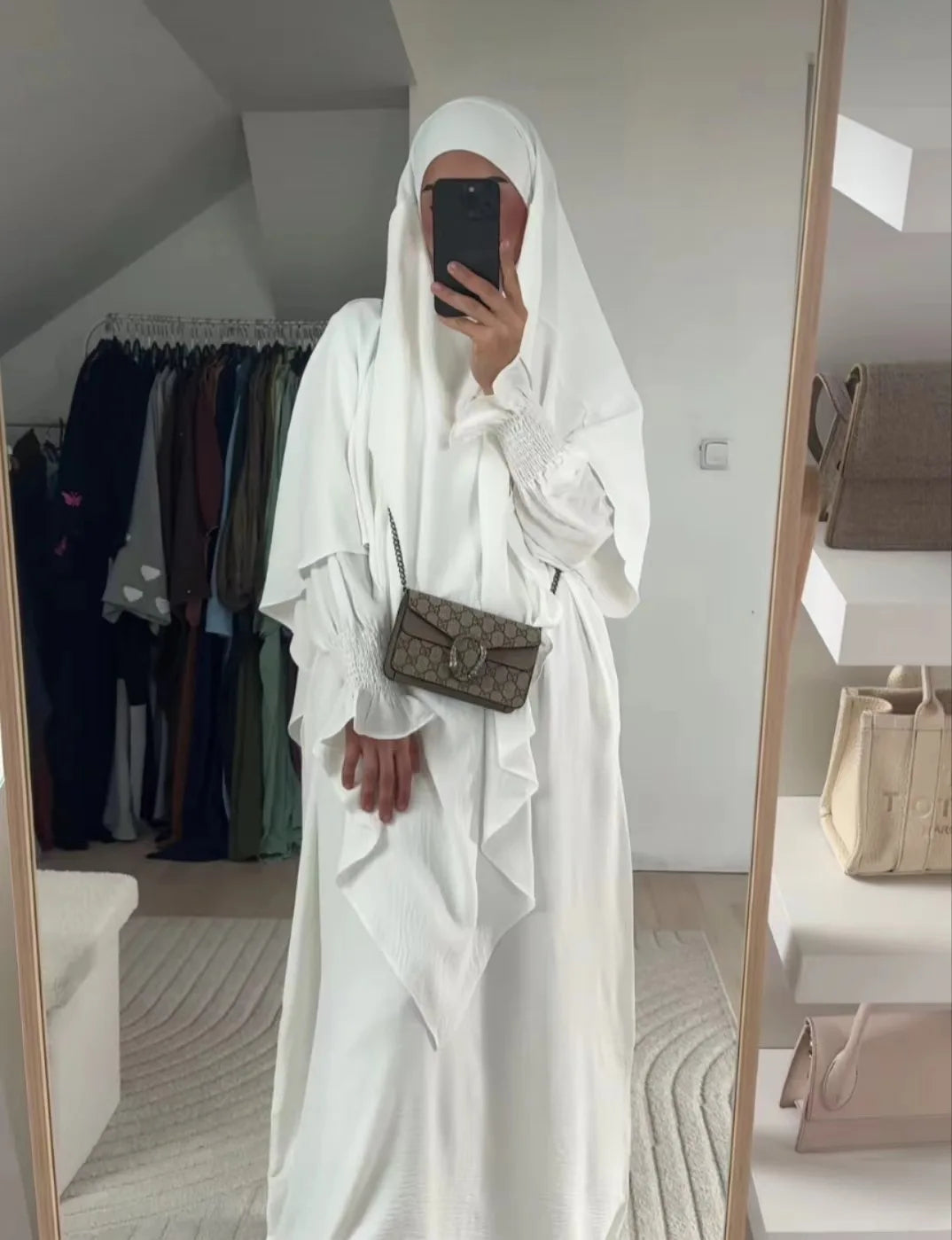 2 Pcs Muslim Set  New Sweet Solid Color Long Dress+Single Layer Shawl Suit  Abaya and Khimar Set Jilbab 2 Pcs Ramadan Long Hijab