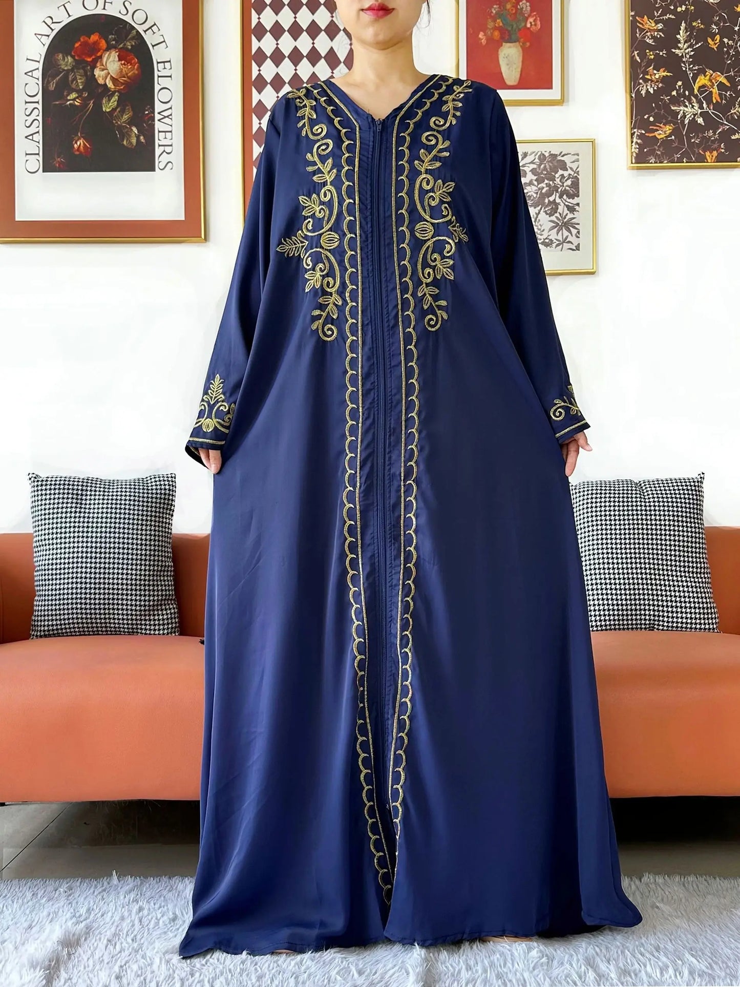 2025 New Elegant Women Abaya Long Sleeve Chiffon Loose Open Abaya Muslim Islamic Clothing Cardigan Style for Special Occasions