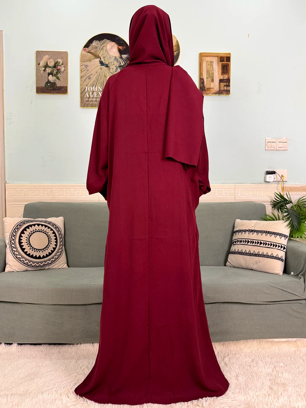 Muslim Abaya Ramadan 2025 For Women Pure Cotton Loose Prayer Femme Robe Elastic Cuffs African Dress With Connected Hijabs Scarf