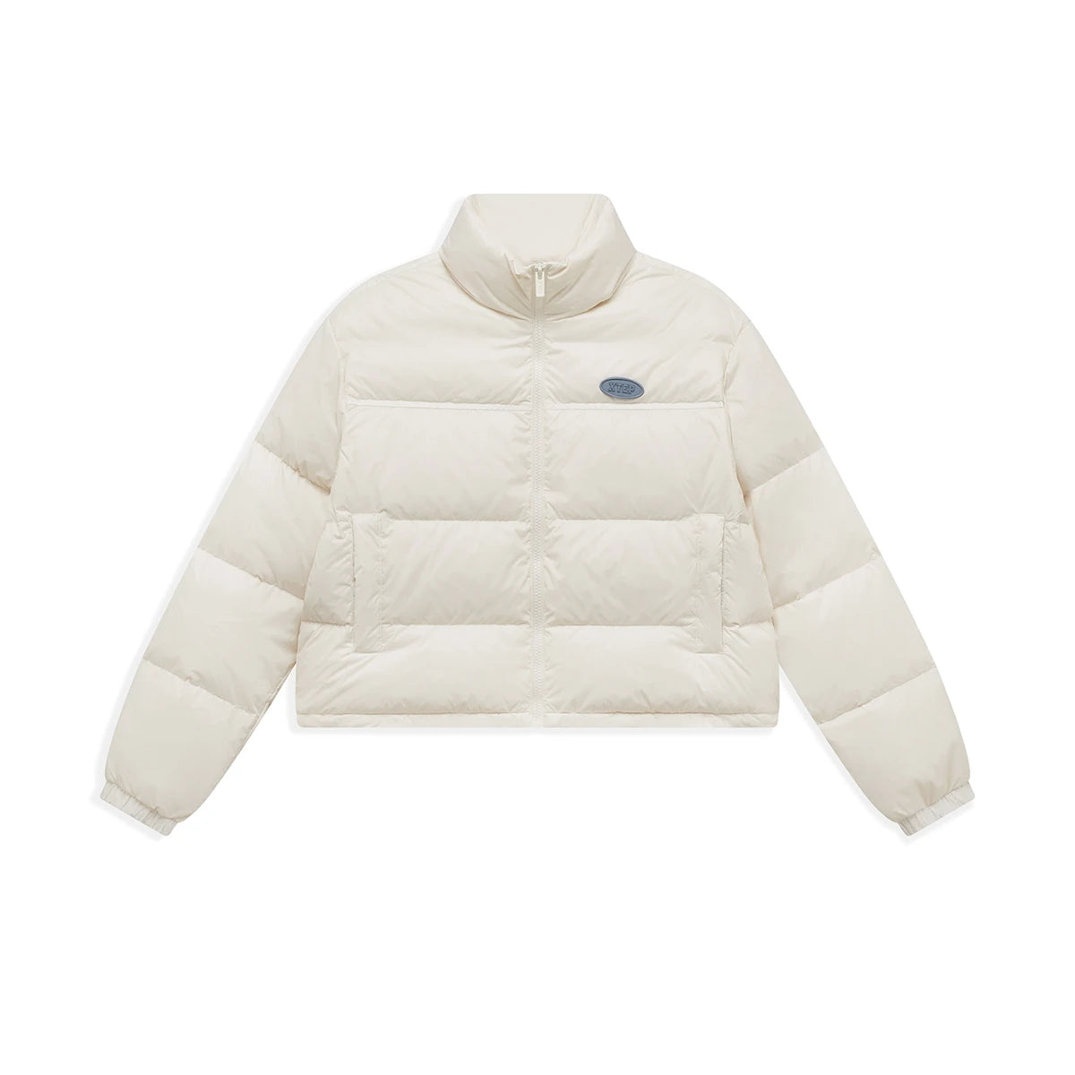 Xtep Down Jacket For Women 2024 Winter Soft Zip-up Short Water Resistence Coat Keep Warm Sporty Stand Collar Tops 876428190061