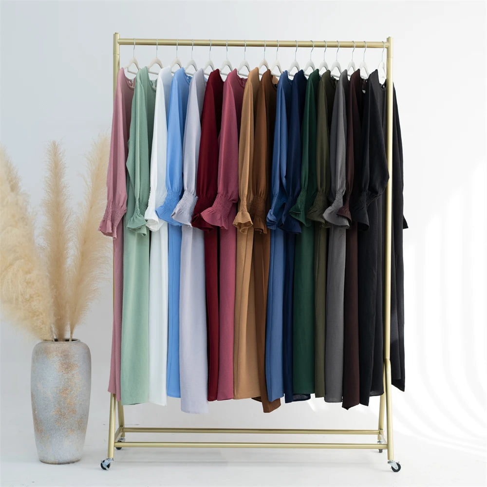 Eid Jersey Solid Modest Under Abaya Dubai 2024 Palestine Women Islamic Clothing Muslim Kaftan Inner Dresses Robe Femme Musulmane